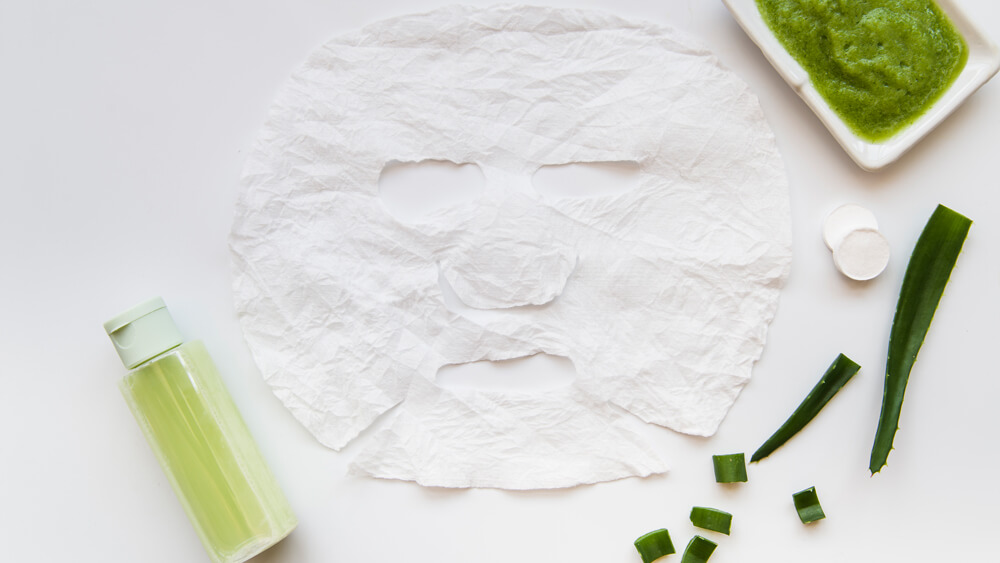 Aloe vera paste and cream with face mask paper sheet