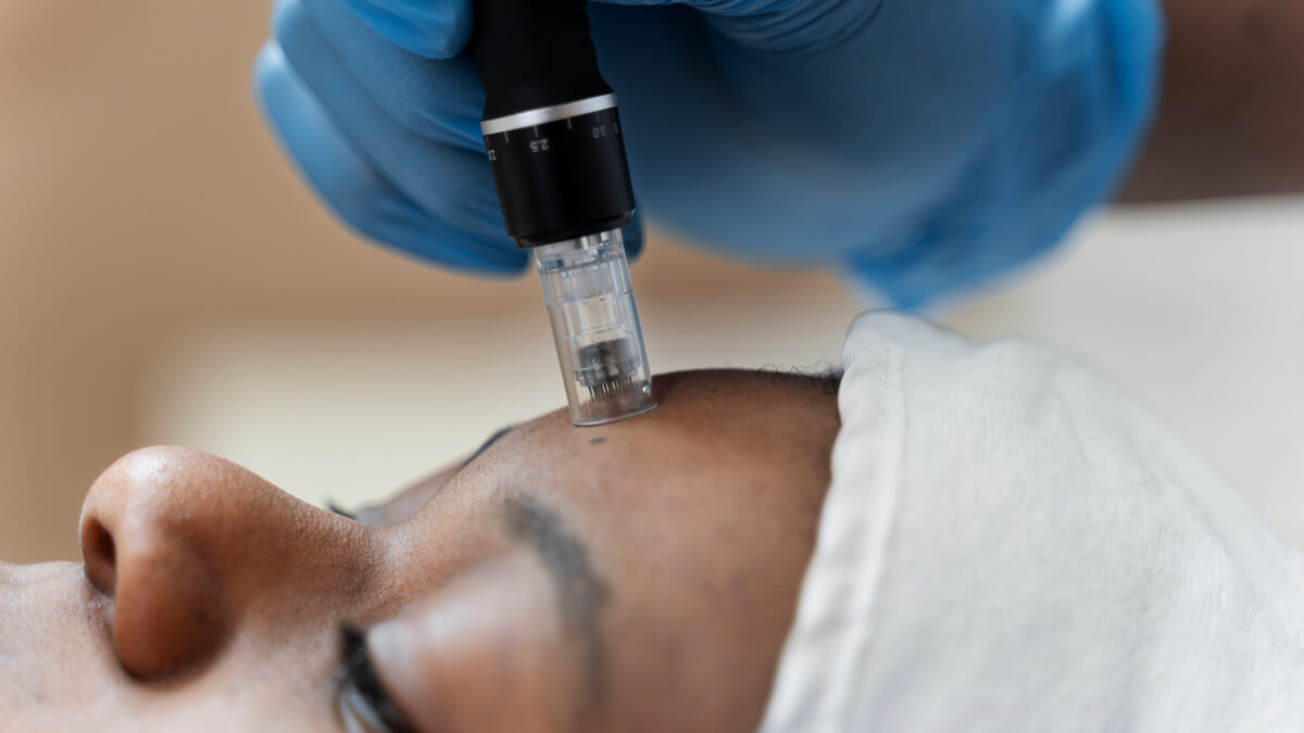 Person getting microneedling beauty treatment