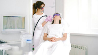 Alexandrite laser hair removal procedure on face