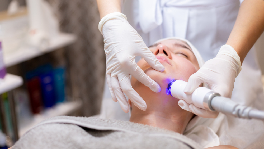 Young girl receives fractional RF treatment